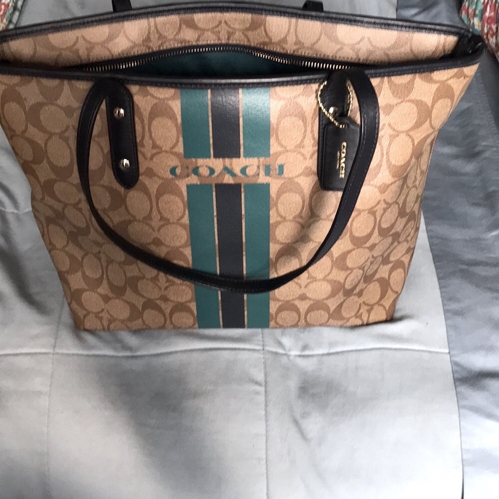 Classic Coach tote with “ handles